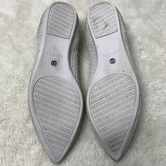 Rothy’s Women's White Gray Honeycomb The Point Toe Ballet Flats Size 9 - Picture 11 of 16